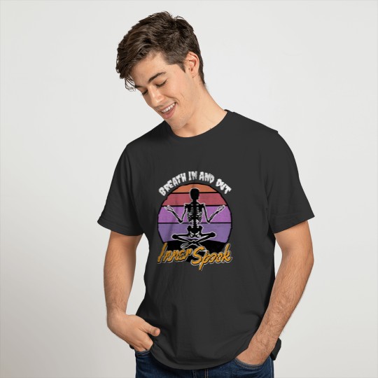Vintage Retro Purple Orange Meditating Skeleton T Shirts