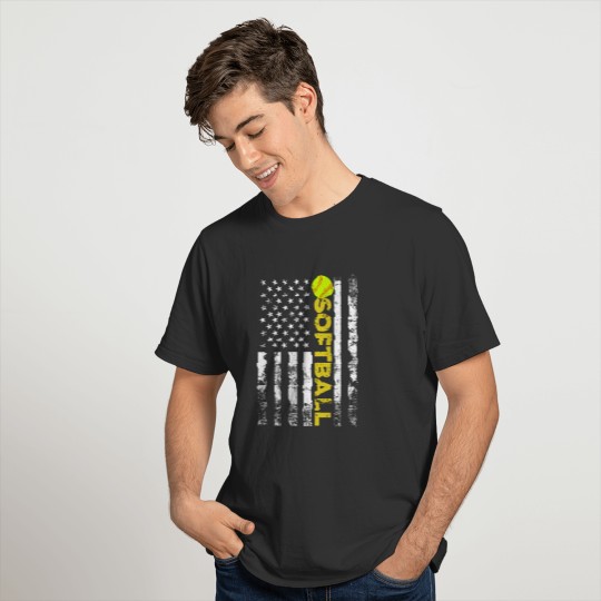 American Flag Softball Team Gift T-shirt
