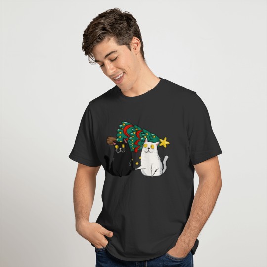 Black Cat Christmas Tree Shirt T-shirt