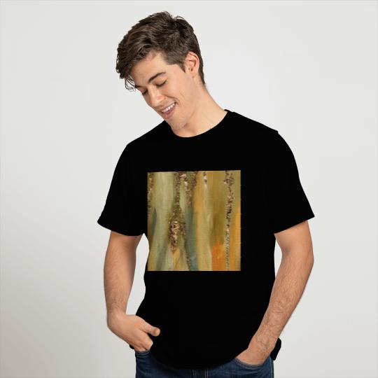 Khaki Paint Brushstrokes Gold Foil Abstract T Shirts