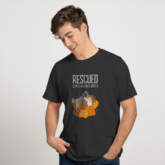 Rescued Is My Favorite Breed Cat Lover Gift T-shirt