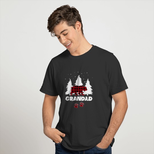 Grandad Bear Buffalo Red Plaid Family Christmas T Shirts
