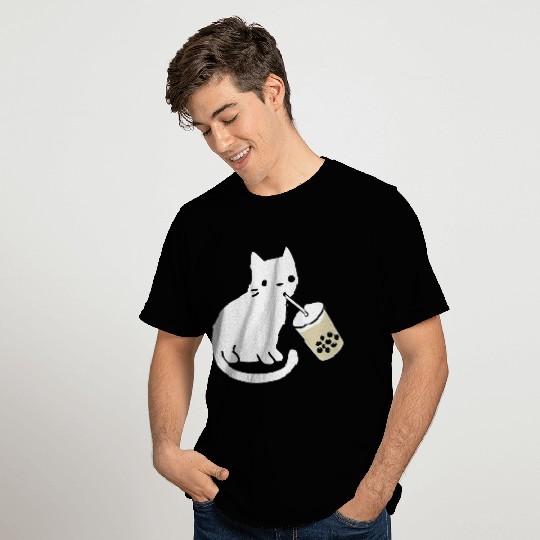 Cat Drinking Boba Milk Tea Bobalogy T Shirts