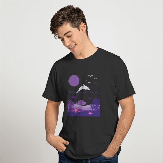 Sea Underwater Animals Dolphin Fishes Gift T-shirt