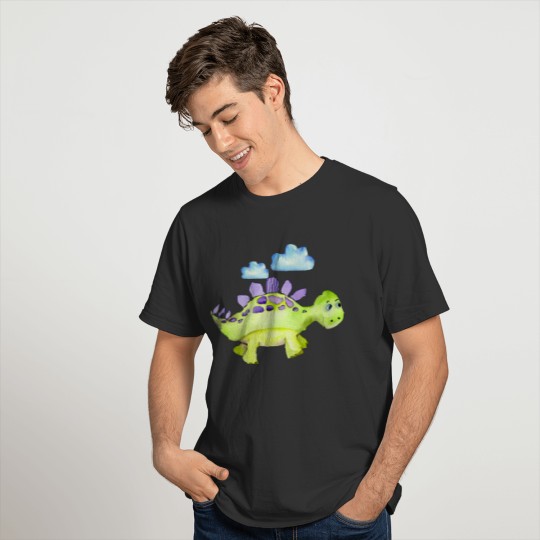 Dinosaurs Dino Green Baby Cute Puppy with Cloud T Shirts
