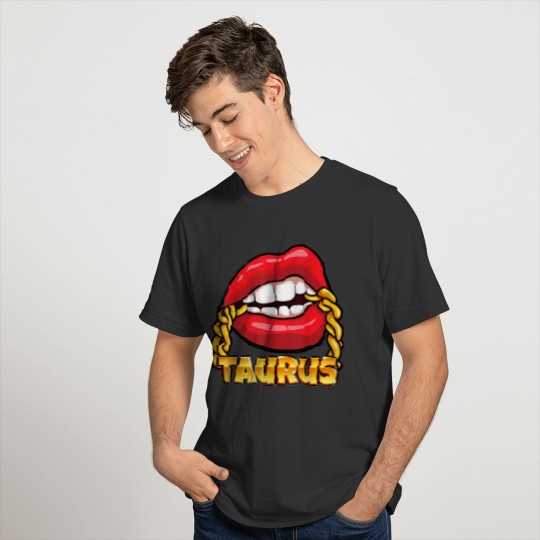 Juicy Lips Gold Chain Taurus Zodiac Sign 5362 T Shirts
