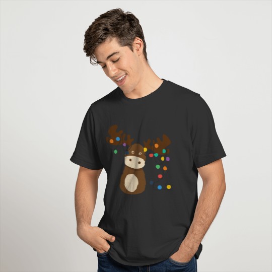 Moose wrapped in christmas lights merry Christmas T Shirts
