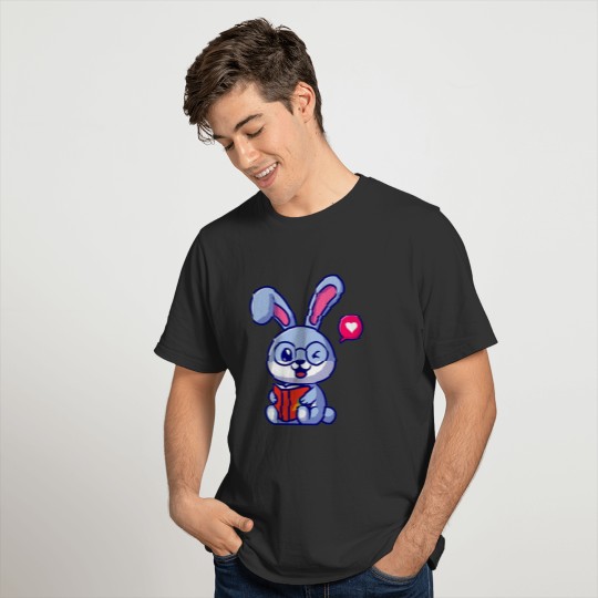 Cute rabbit reading book T Shirts
