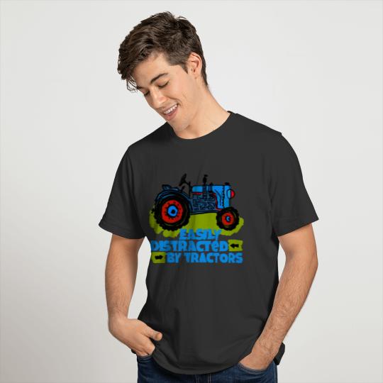 Easily Distracted By Tractors funny farmers T-shirt