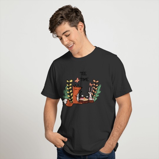 A fox and a little rabbit for tea time T-shirt