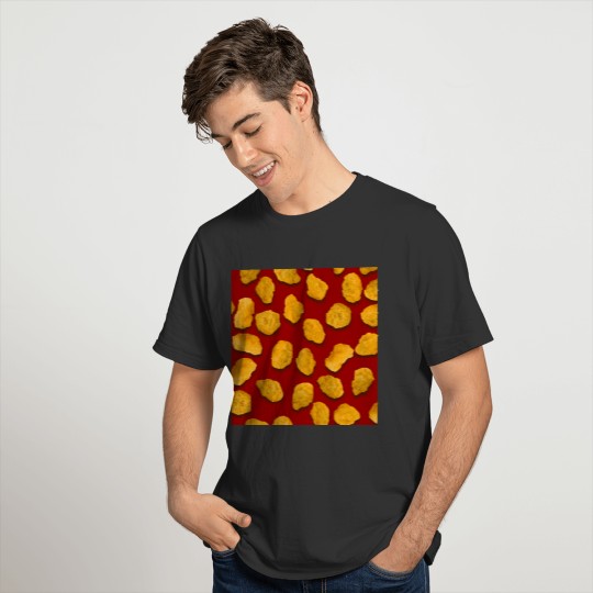 Real Chicken Nuggets All Over Pattern On Ketchup T-shirt