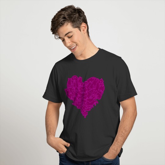 Heart Cats (purple) T-shirt