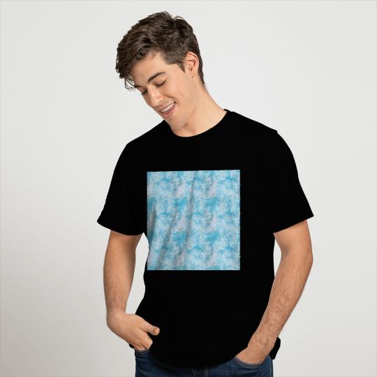 Blue Palm Leaves Batik Pattern T Shirts