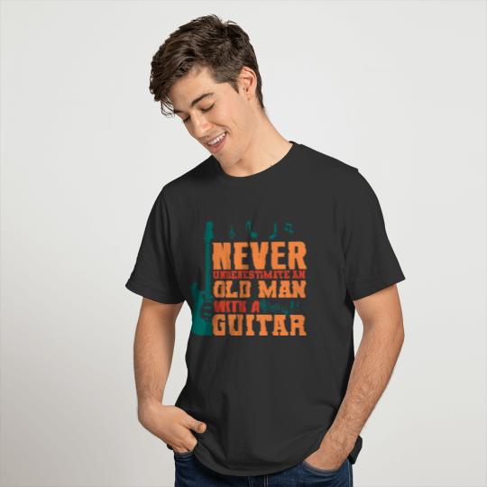 Never Underestimate An Old Man With A Guitar Funny T-shirt