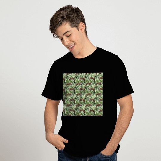 Rain Forest Leopards Leaves Pattern T Shirts