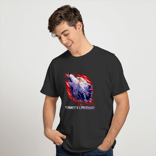 Trinity Crasher Red and white a Cool full Wolf T Shirts