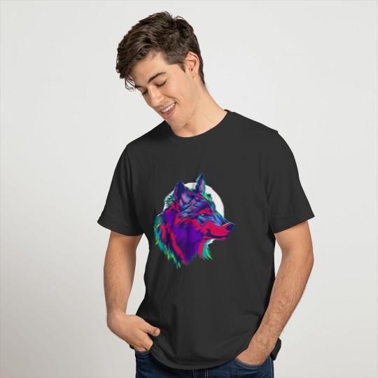 Cute Wolf In Purple Northern Light Colors T Shirts Gi