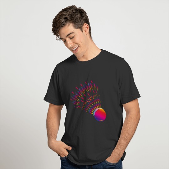 colorful badminton shuttlecock drawing T-shirt
