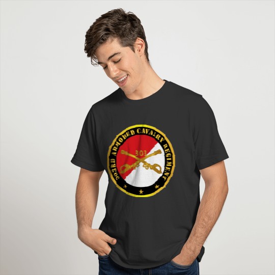 Army 303rd Armored Cavalry Regiment Red White T Shirts