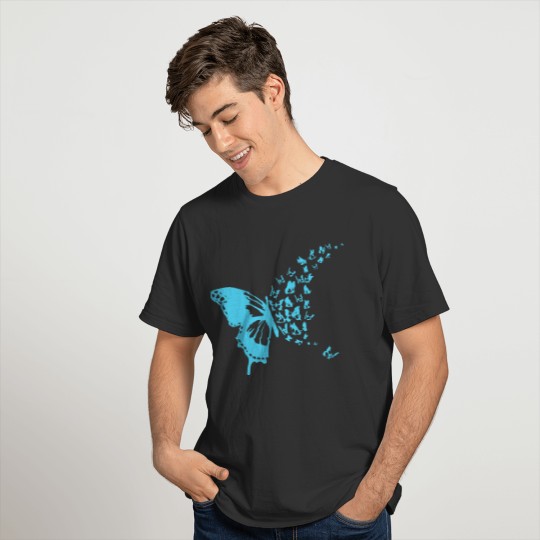 Swarm of butterflies light blue T-shirt