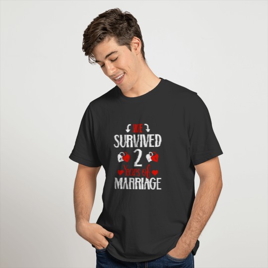 2nd Wedding Anniversary 2 Year Marriage Romantic C T-shirt