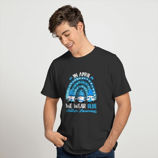 In April We Wear Blue Autism Awareness Rainbow T-shirt