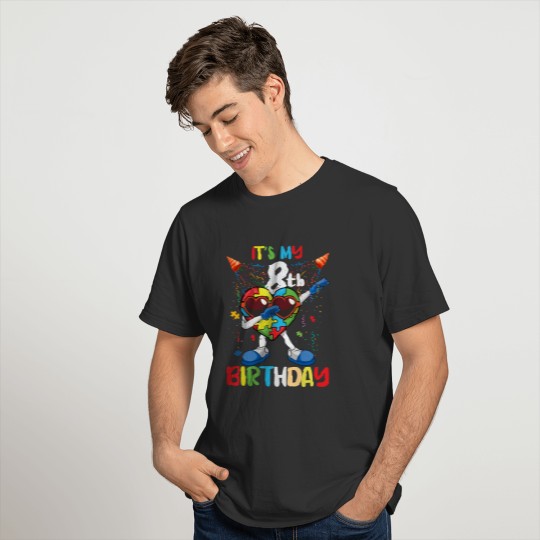 Age 8 Dab Heart Born Birth Puzzle Autism Awareness T-shirt