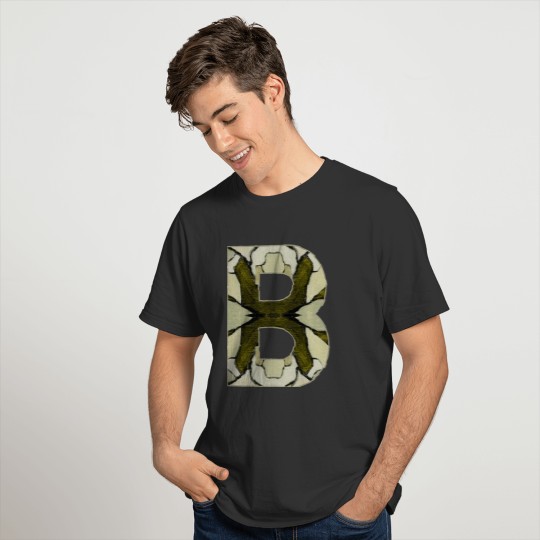 Letter B Monogram Olive Green Abstract Pattern T-shirt