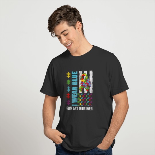 For Brother Puzzle Flag Special Autism Awareness T-shirt