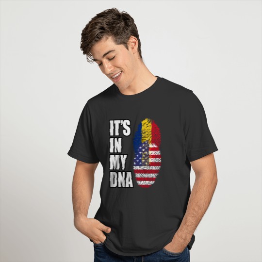 Romanian And American Vintage Heritage DNA Flag T-shirt