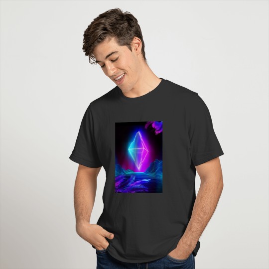 Neon landscape: Synth Crystal T-shirt