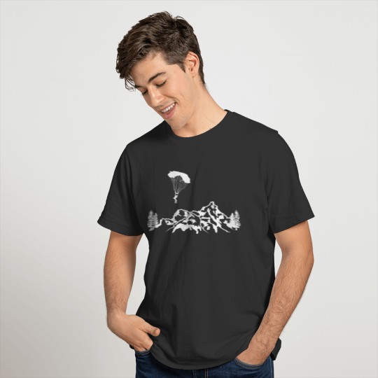 skydiver skydiving mountain forest white T Shirts