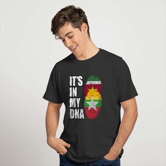 Surinamese And Burmese Vintage Heritage DNA Flag T-shirt
