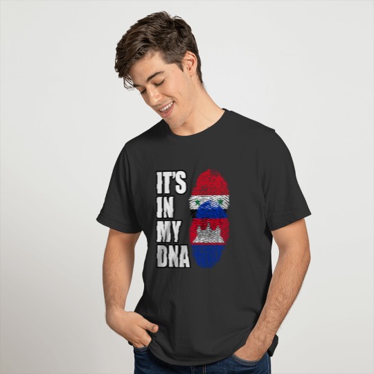 Syrian And Cambodian Vintage Heritage DNA Flag T-shirt