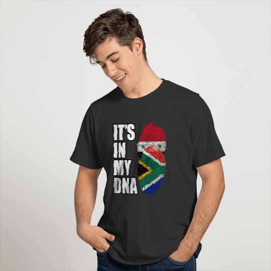 Syrian And South African Vintage Heritage DNA Flag T-shirt