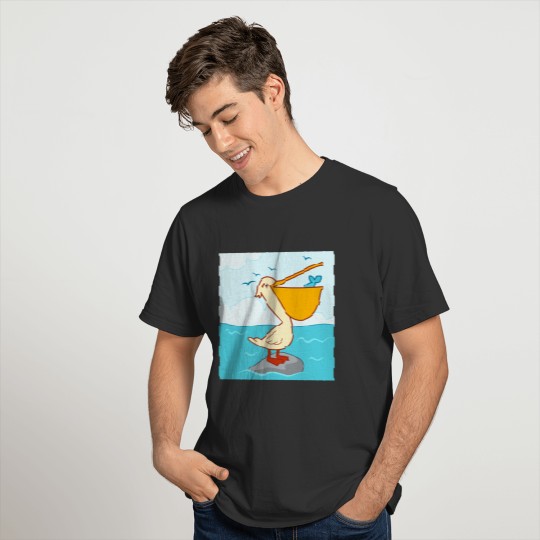 cute pelican cartoon T-shirt