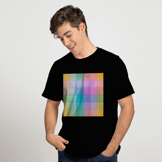 Rainbow Shimmer Multi Squares Pattern T Shirts