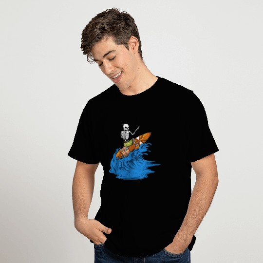 Surfer Riding Waves Surfin Skeleton Surfing T Shirts