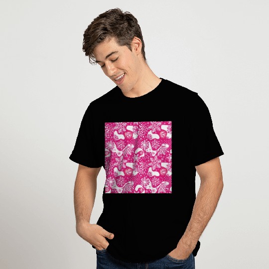 Abstract Pink Winter Pattern T Shirts