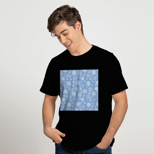 Blue Snowflakes Pattern T Shirts