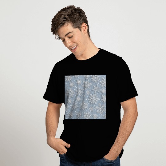Elegant Blue Snowflakes Pattern T Shirts