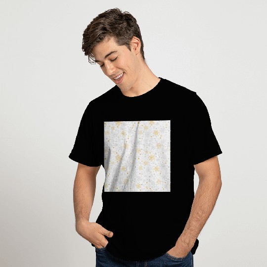 Modern Snowflakes Pattern White Gold T Shirts