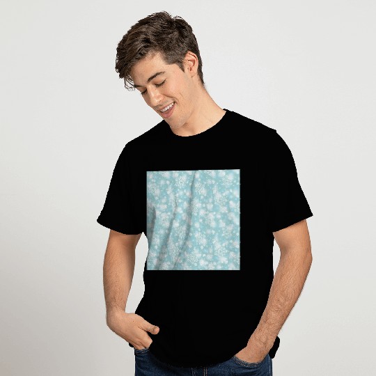 Teal Snowflakes Pattern T Shirts
