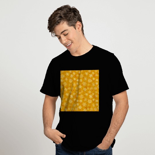 Pretty Orange Snowflakes Pattern T Shirts