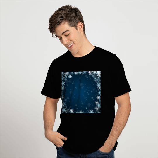 Navy Blue White Snowflakes Pattern T Shirts