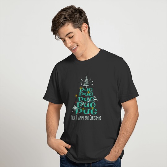 Pug Christmas Dog breed Christmas Tree T Shirts