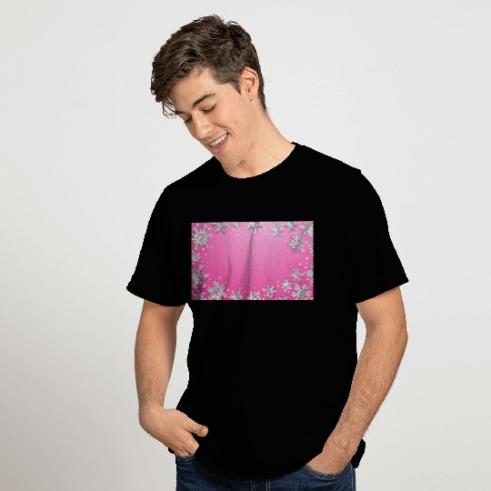 Winter Snowflakes Pink White T Shirts