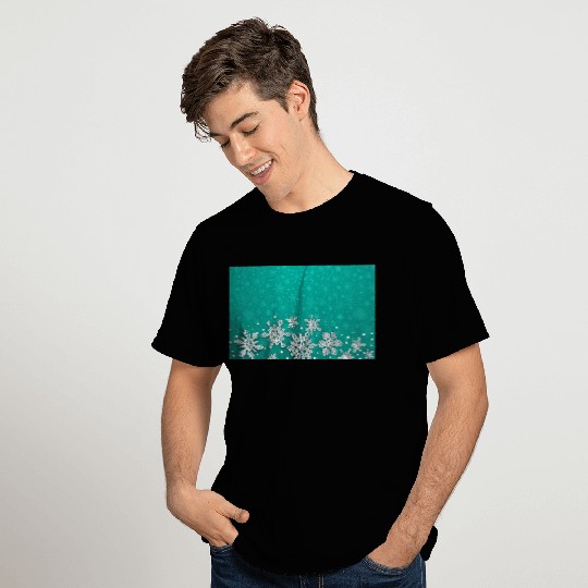Teal Snowflakes Pattern T Shirts