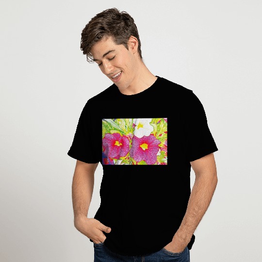 Graphic art effect Pink flower T Shirts