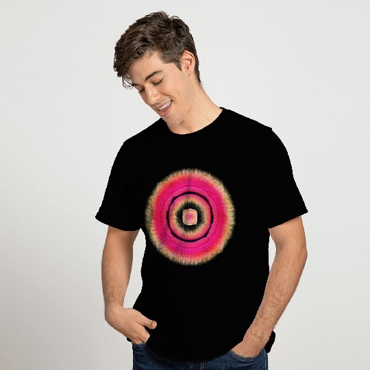 Pink Circle with Inner and Outer Yellow Rays T Shirts